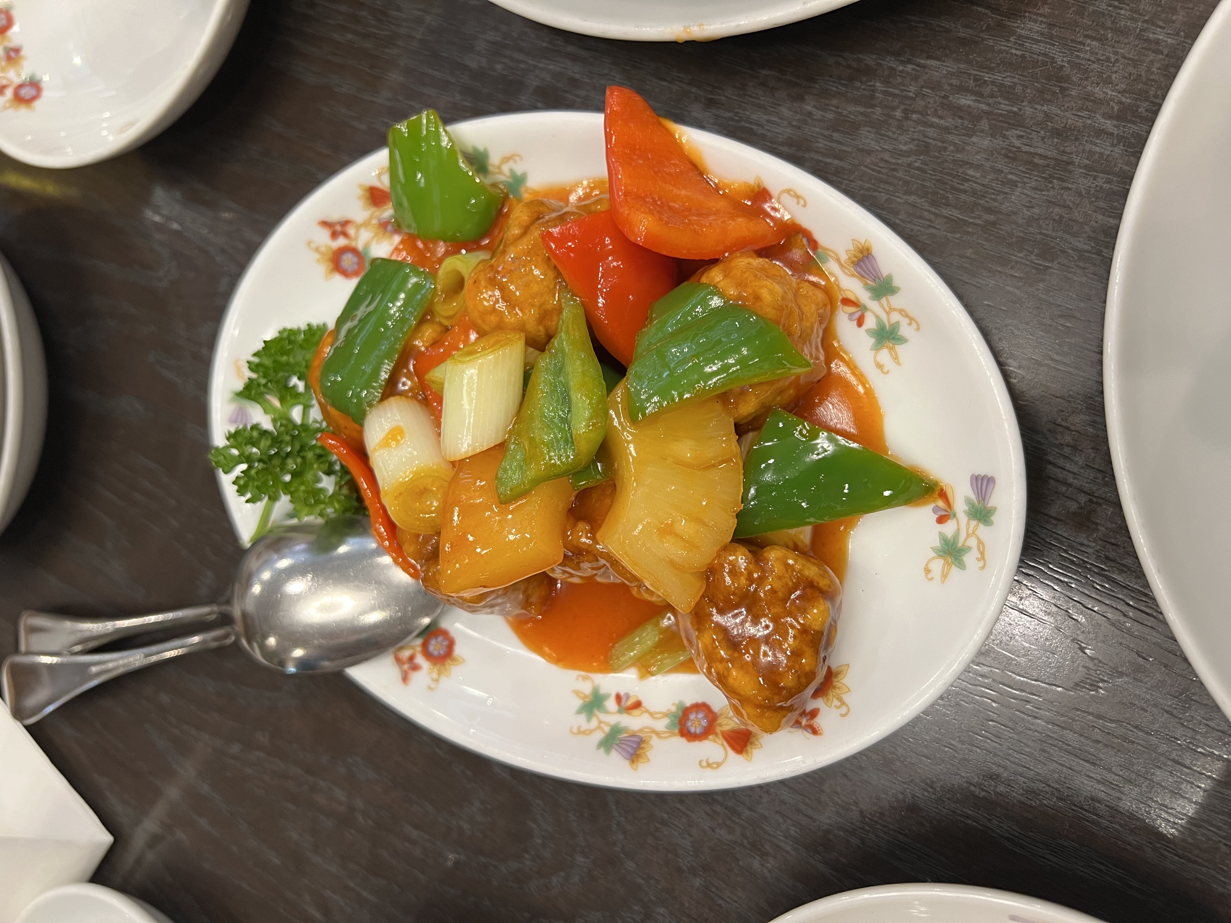 Sweet and sour pork with pineapple and peppers