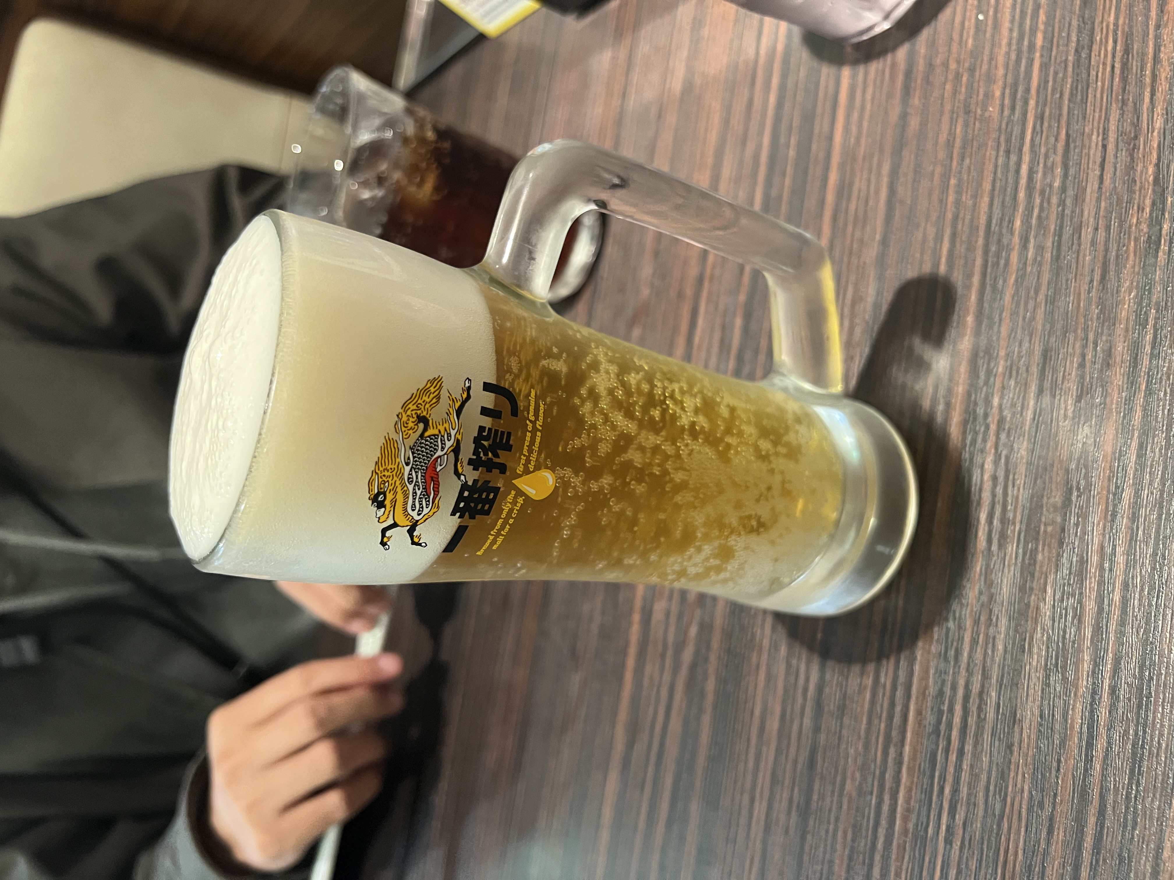 Kirin beer in a frosted glass at CoCo Ichibanya Nagoya